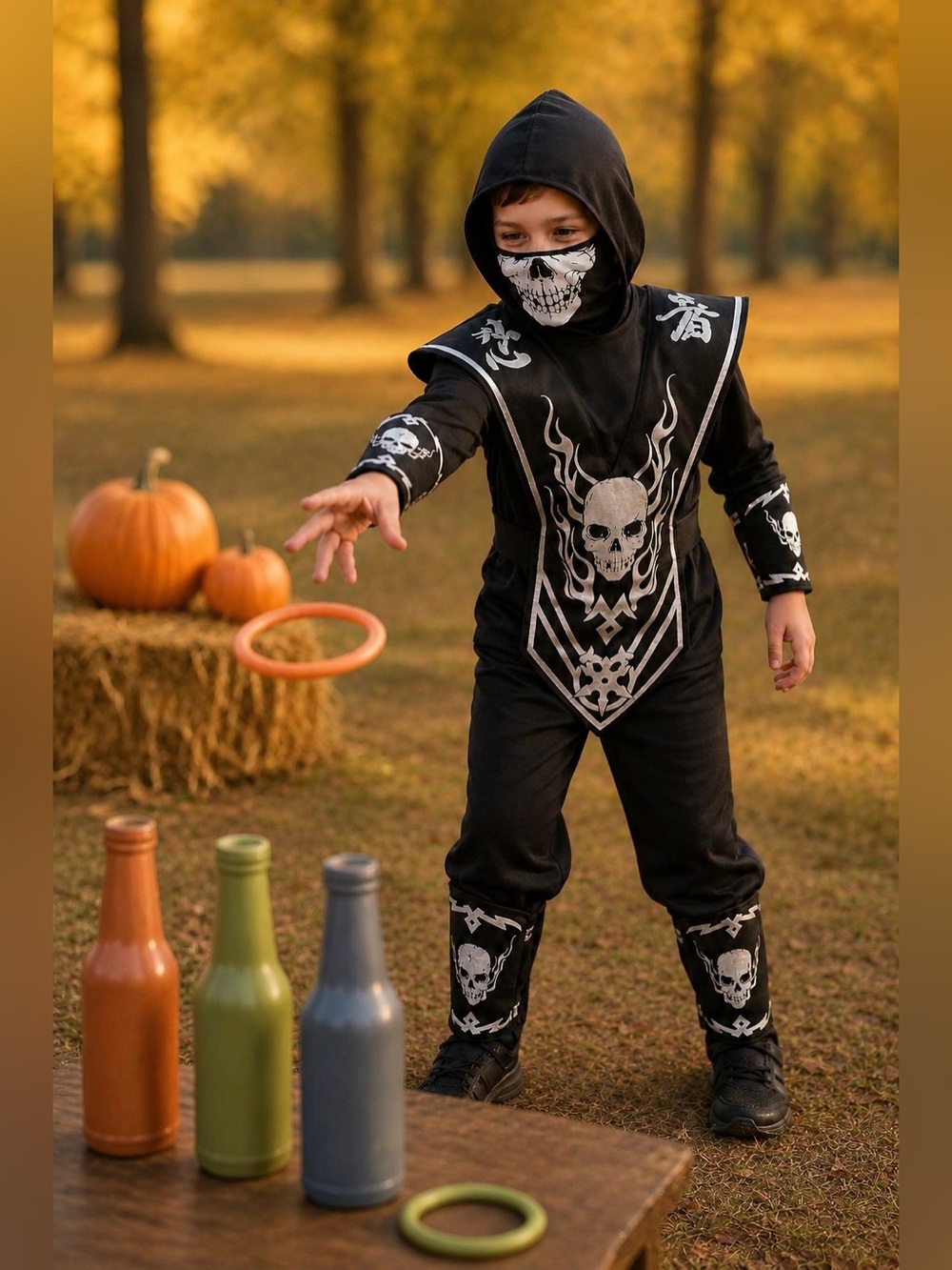 NWT Boys Size 8 Skull Ninja Halloween Costume – Complete 6-Piece Set